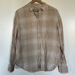 Everlane Brown Checkered Button Down Shirt